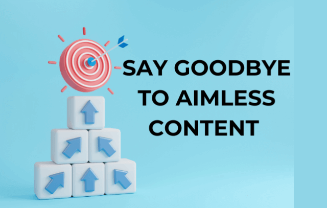Dart on target with text "say goodbye to aimless content.